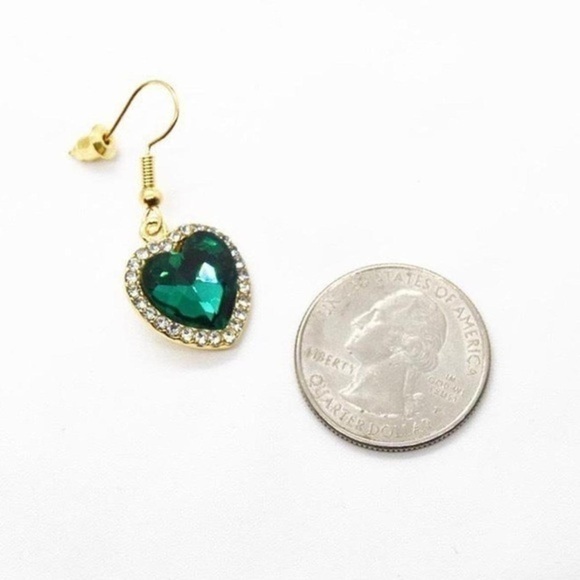 Emerald Heart Earrings - Picture 2 of 2